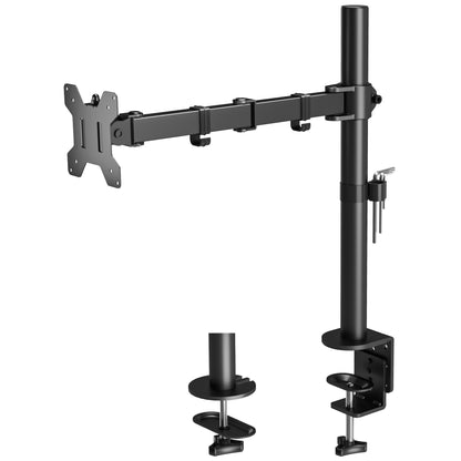 BONTEC Einzel-Monitorarm-Schreibtischhalterung für 13-32 Zoll Bildschirme, höhenverstellbar, neigbar, schwenkbar, 360° drehbar, VESA-Halterung aus Stahl bis 10 kg, passend für 75x75/100x100mm, ergonomisch, platzsparend, langlebiges Design