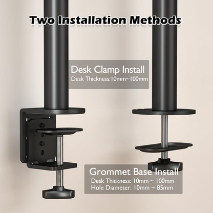 BONTEC Einzel-Monitorarm-Schreibtischhalterung für 13-32 Zoll Bildschirme, höhenverstellbar, neigbar, schwenkbar, 360° drehbar, VESA-Halterung aus Stahl bis 10 kg, passend für 75x75/100x100mm, ergonomisch, platzsparend, langlebiges Design