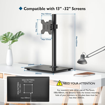 BONTEC Monitorhalterung, Einzelschwenkarm, für 13-32 Zoll Bildschirme