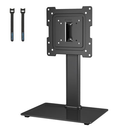 BONTEC Universal Schwenkbarer TV-Ständer für 17-43 Zoll Bildschirme, Höhenverstellbarer Tischfuß TV-Ständer für LCD/LED/OLED/Plasma/Curved TVs bis 45kg, 2 Kabelbinder inklusive