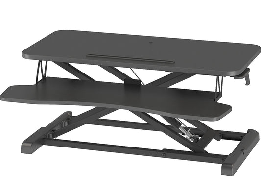 BONTEC Stehschreibtischaufsatz, 80 cm höhenverstellbare zweistufige Workstation, ergonomischer Sitz-Steh-Schreibtischaufsatz für PC, Laptop, Tastatur, kompatibel mit Monitorständern, bis zu 15 kg, Home Office