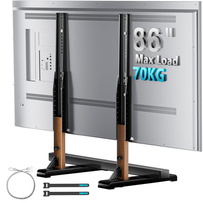 BONTEC Universal TV-Ständer für 24-86 Zoll Fernseher, 70 kg Tragkraft, VESA 100x100-800x600 mm, 7 Höhenstufen, Kippsicherungsgurt, versteckte Standfüße, Tisch-TV-Ständer mit TV-Beinen für Wohnzimmer