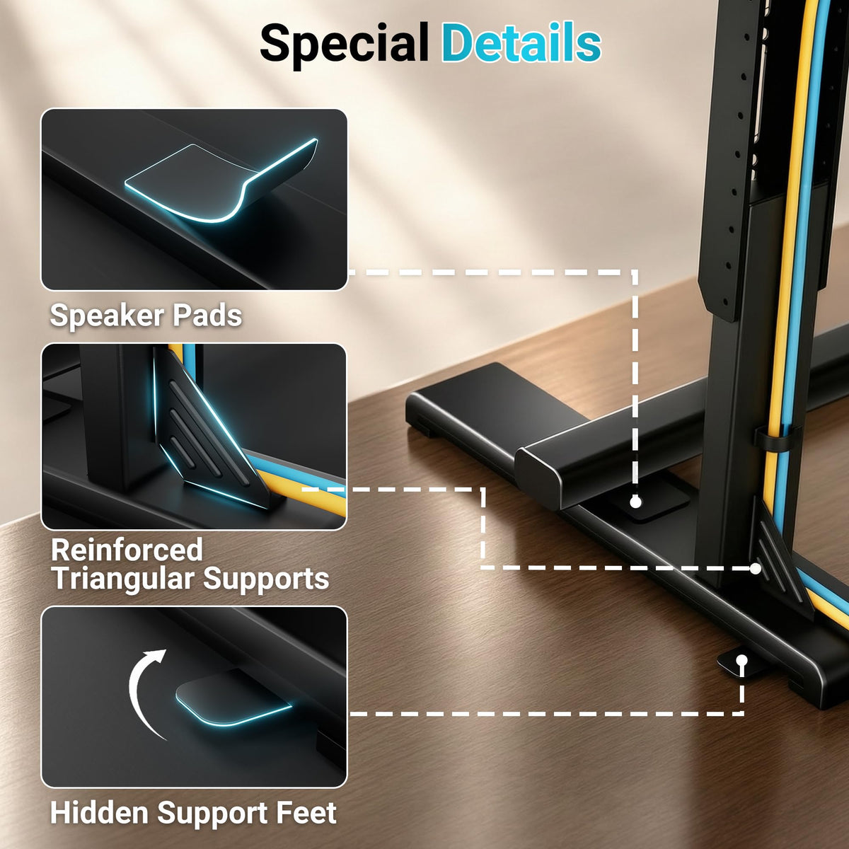 BONTEC Universal TV-Ständer für 24-86 Zoll Fernseher, 70 kg Tragkraft, VESA 100x100-800x600 mm, 7 Höhenstufen, Kippsicherungsgurt, versteckte Standfüße, Tisch-TV-Ständer mit TV-Beinen für Wohnzimmer