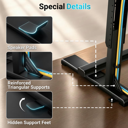 BONTEC Universal TV-Ständer für 24-86 Zoll Fernseher, 70 kg Tragkraft, VESA 100x100-800x600 mm, 7 Höhenstufen, Kippsicherungsgurt, versteckte Standfüße, Tisch-TV-Ständer mit TV-Beinen für Wohnzimmer
